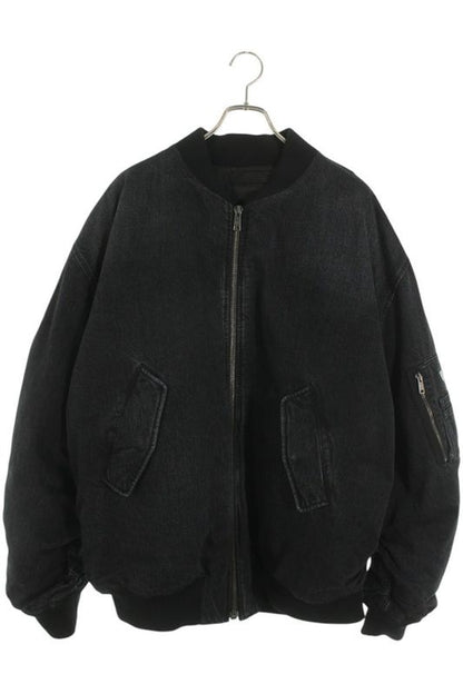 Prada Geb265 S000 15R6 Triangle Plate Arm Gathered Denim Bomber Blouson Men's M