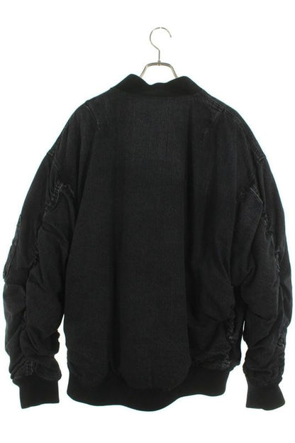 Prada Geb265 S000 15R6 Triangle Plate Arm Gathered Denim Bomber Blouson Men's M