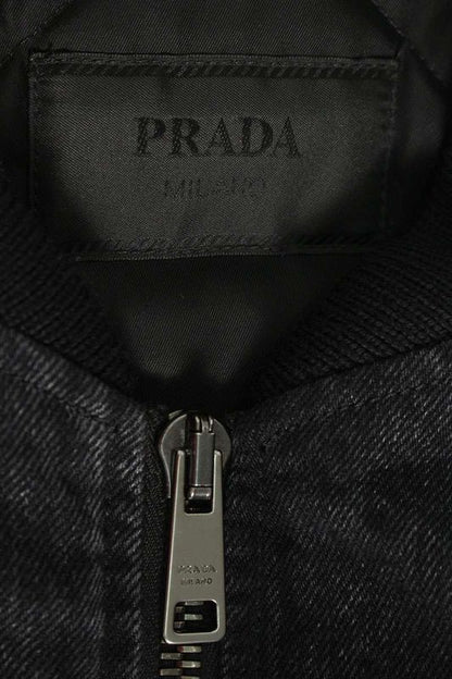 Prada Geb265 S000 15R6 Triangle Plate Arm Gathered Denim Bomber Blouson Men's M