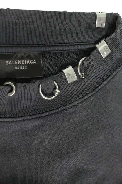 Balenciaga 762718 Tpvd9 Earrings Crew Neck Vintage Finish Sweatshirt Men's 3