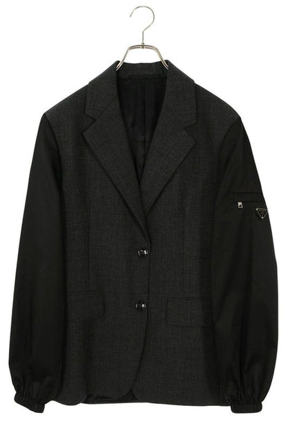 Prada P563mz Sleeve Switch Triangle Plate Logo Jacket Women's 36