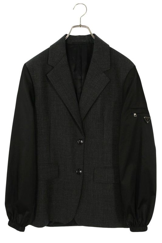 Prada P563mz Sleeve Switch Triangle Plate Logo Jacket Women's 36