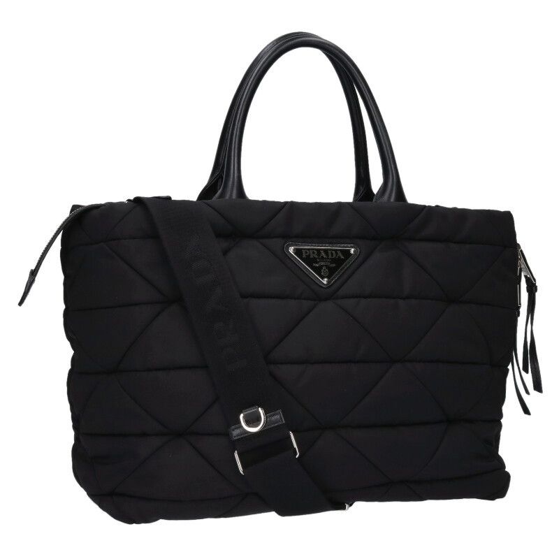Prada 1bg435 Triangle Logo Plate Padded 2WAY Tote Bag Women's