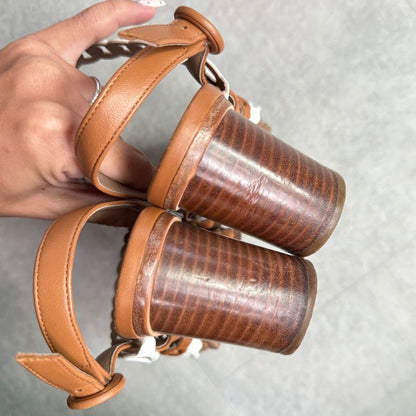 Hermes Romanza Leather Chaine D'ancre Sandals Brown Strap Women's 36 1 2 23.5cm