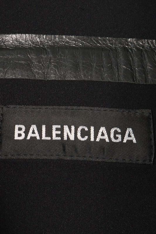 Balenciaga 641275 Tks01 Logo Print Cow Leather Jacket Men's 44