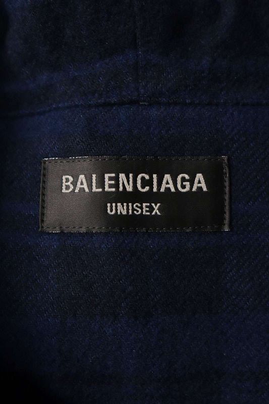 Balenciaga 22AW 720109 Tnm35 Checked Flannel Hoodie Long Sleeve Shirt Men's 4