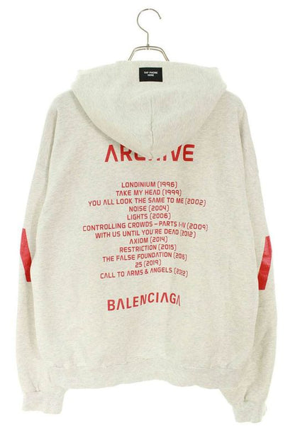 Balenciaga 744457 Tqva6 Archive Logo Damaged Zip Up Hoodie Men's XS