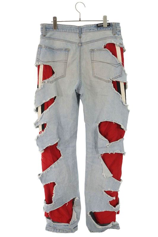 Balenciaga 21SS 662764 Tbp46 Damaged Docking Denim Pants Men's XS