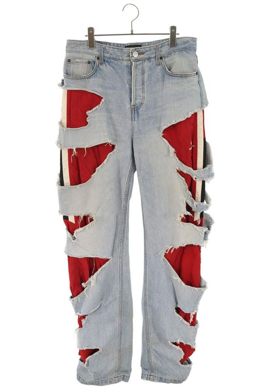 Balenciaga 21SS 662764 Tbp46 Damaged Docking Denim Pants Men's XS