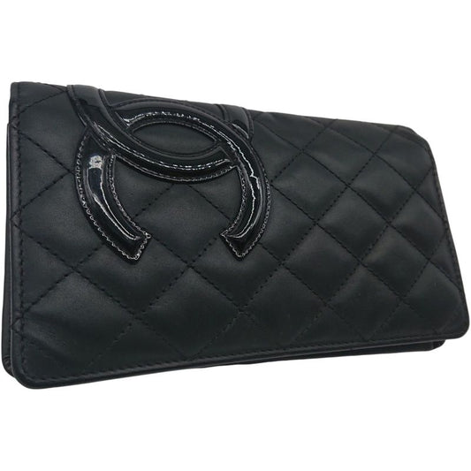 Chanel Cambon Line Coco Long Wallet Black X Black X Pink