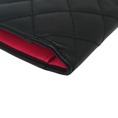 Chanel Cambon Line Coco Long Wallet Black X Black X Pink