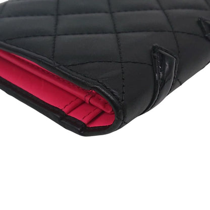 Chanel Cambon Line Coco Long Wallet Black X Black X Pink