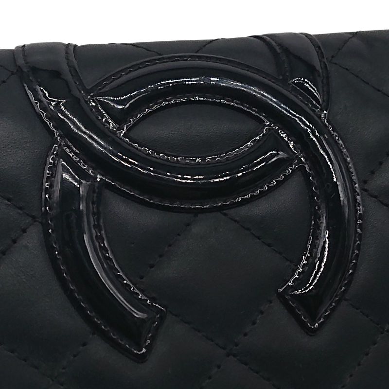 Chanel Cambon Line Coco Long Wallet Black X Black X Pink