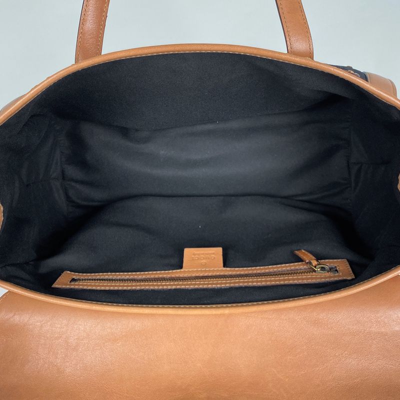 Gucci Logo Handbag Bamboo Studded Flower Handbag Leather Brown 123259 Women