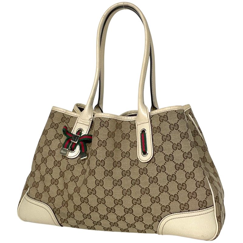 Gucci Princi Tote Bag Ribbon Shoulder Bag Sherry Line Web Tote Bag GG Canvas