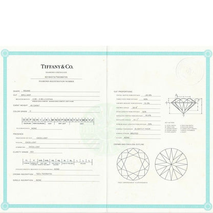 Tiffany & Co Solitaire 045ct Diamond Ring H-vs1-3ex Pt950