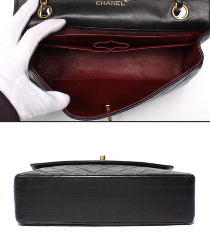 Chanel Chain Shoulder Bag Double Chain Single Flap Gold Hardware Lambskin 0