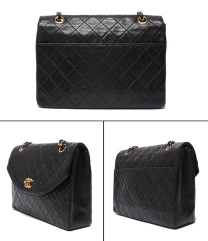 Chanel Chain Shoulder Bag Double Chain Single Flap Gold Hardware Lambskin 0