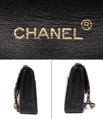 Chanel Chain Shoulder Bag Double Chain Single Flap Gold Hardware Lambskin 0