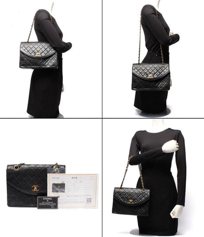 Chanel Chain Shoulder Bag Double Chain Single Flap Gold Hardware Lambskin 0