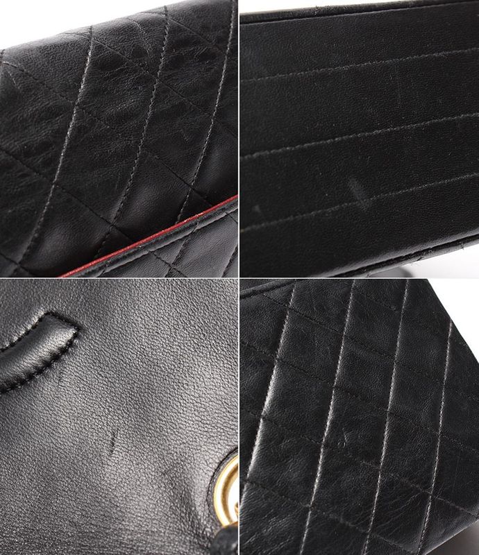 Chanel Chain Shoulder Bag Double Chain Single Flap Gold Hardware Lambskin 0