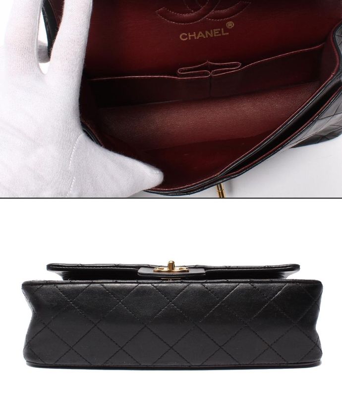 Chanel Chain Shoulder Bag Double Chain Double Flap Gold Hardware Lambskin 1st