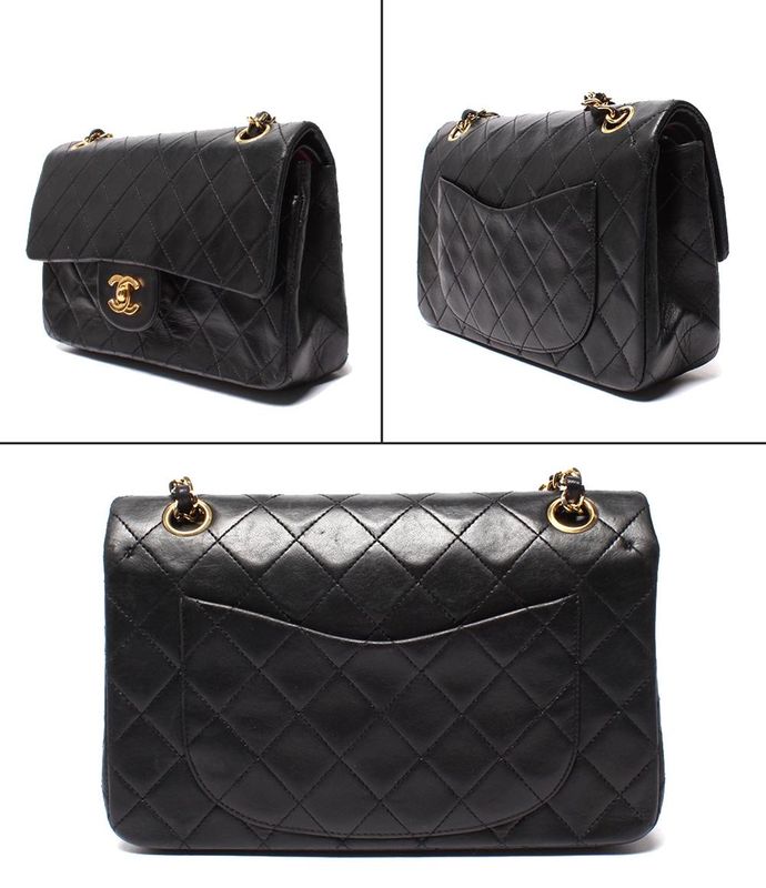 Chanel Chain Shoulder Bag Double Chain Double Flap Gold Hardware Lambskin 1st