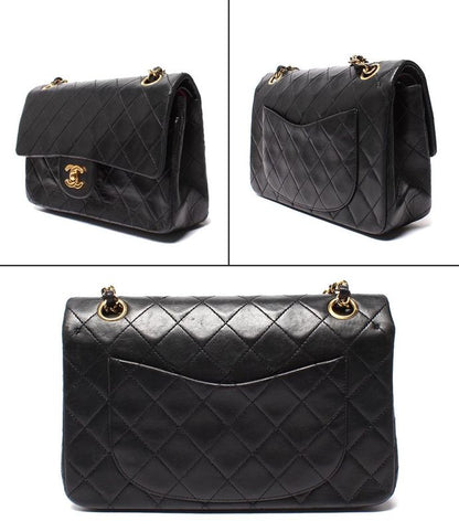 Chanel Chain Shoulder Bag Double Chain Double Flap Gold Hardware Lambskin 1st