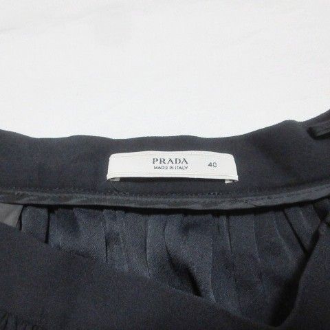 Prada 2011 Flared Skirt Knee Length Rayon 40 Size M Navy Blue Navy X