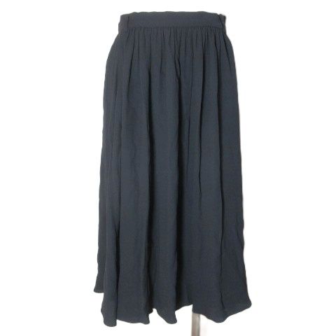Prada 2011 Flared Skirt Knee Length Rayon 40 Size M Navy Blue Navy X
