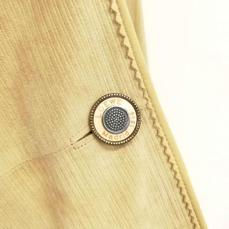 Loewe Vintage Nappa Suede Jacket With Logo Metal Button 40 Beige