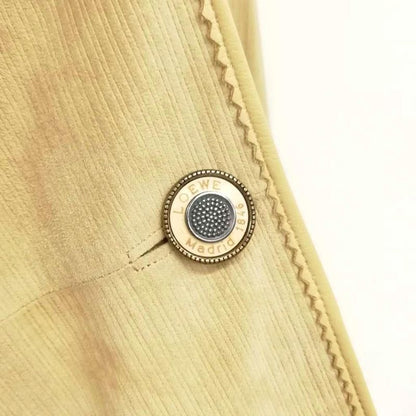 Loewe Vintage Nappa Suede Jacket With Logo Metal Button 40 Beige