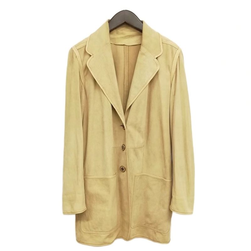 Loewe Vintage Nappa Suede Jacket With Logo Metal Button 40 Beige