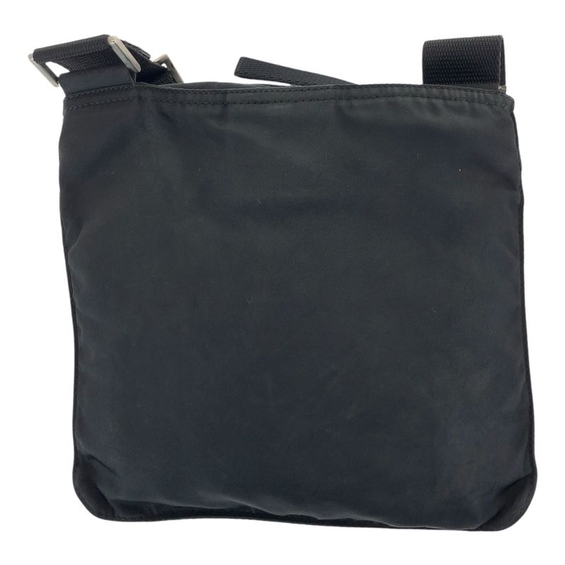 Prada Tessuto Triangle Logo Plate Black Silver Hardware Nylon Shoulder Bag