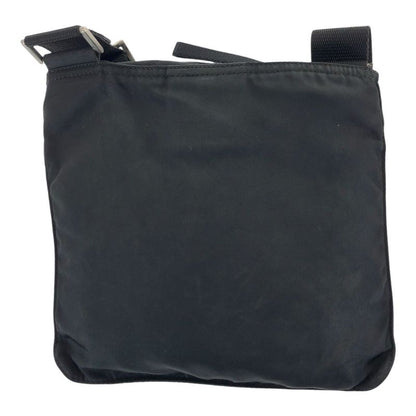 Prada Tessuto Triangle Logo Plate Black Silver Hardware Nylon Shoulder Bag