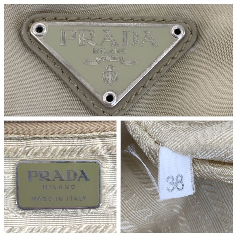 Prada Tessuto Triangle Logo Plate Khaki Silver Hardware Nylon Backpack Daypack