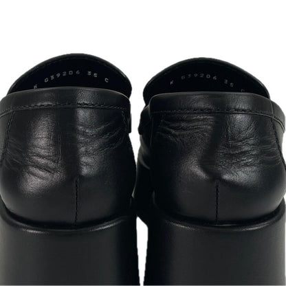 CHANEL 22B G39206 Thick-soled Leather Loafers With Coco Mark Hardware Black 35