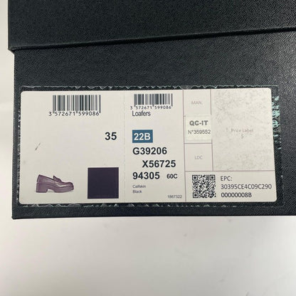 CHANEL 22B G39206 Thick-soled Leather Loafers With Coco Mark Hardware Black 35