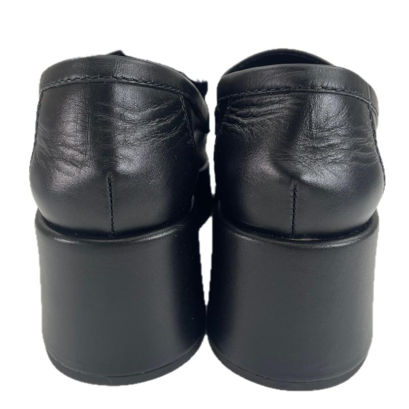 CHANEL 22B G39206 Thick-soled Leather Loafers With Coco Mark Hardware Black 35