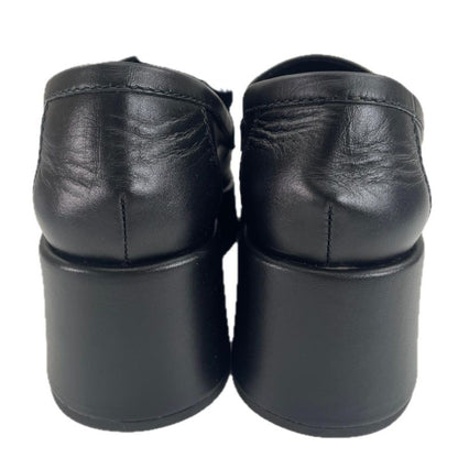 CHANEL 22B G39206 Thick-soled Leather Loafers With Coco Mark Hardware Black 35