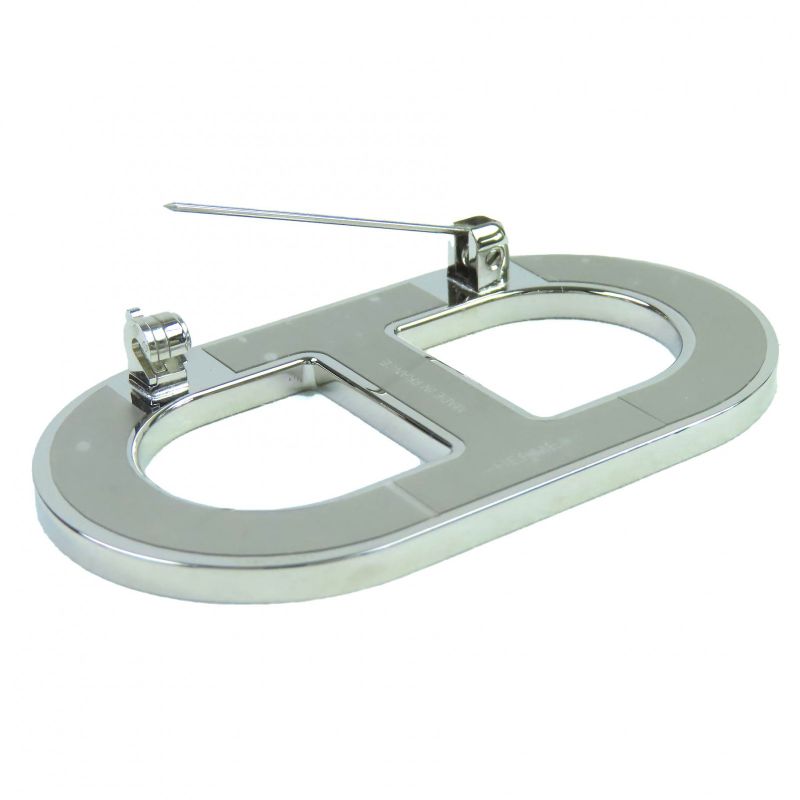 Hermes Chêne D'ancre Brooch Leather Silver Hardware Current Black With Box And