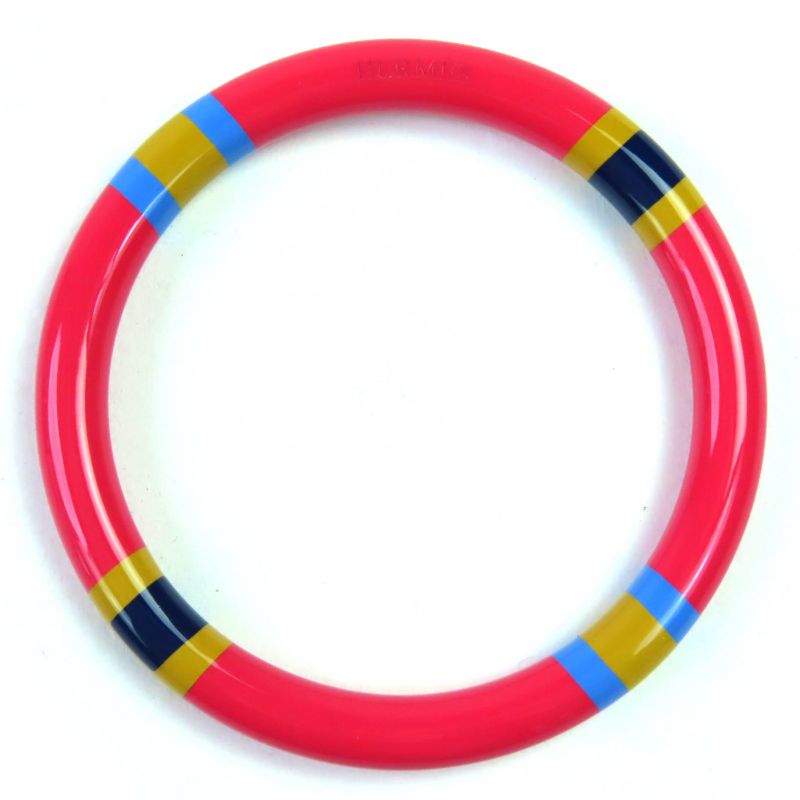 Hermes H Ekip PM Bangle Lacquerwood Bracelet Accessory Pink T2 With Box And