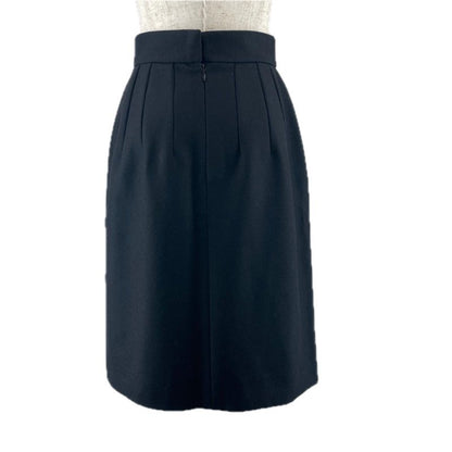 CHANEL P41438 Wool Cashmere Blend Coco Mark Button Knee Length Tight Skirt