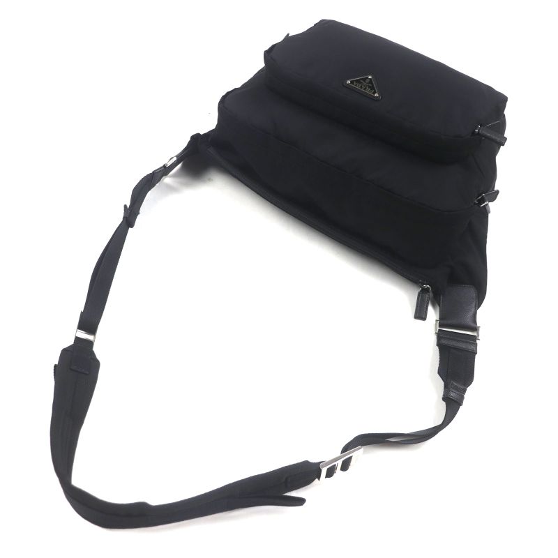 Prada 2vh021 Montagna Tessuto Saffianoleather Triangle Logo Triangle Plate