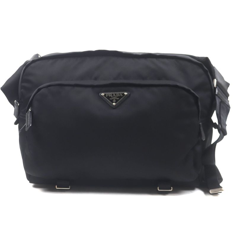 Prada 2vh021 Montagna Tessuto Saffianoleather Triangle Logo Triangle Plate