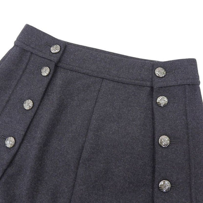 CHANEL P41836 Wool Angora Blend Knee Length Trapeze Skirt With Coco Buttons