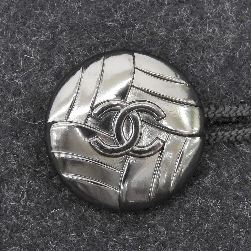 CHANEL P41836 Wool Angora Blend Knee Length Trapeze Skirt With Coco Buttons