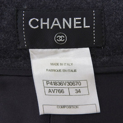 CHANEL P41836 Wool Angora Blend Knee Length Trapeze Skirt With Coco Buttons