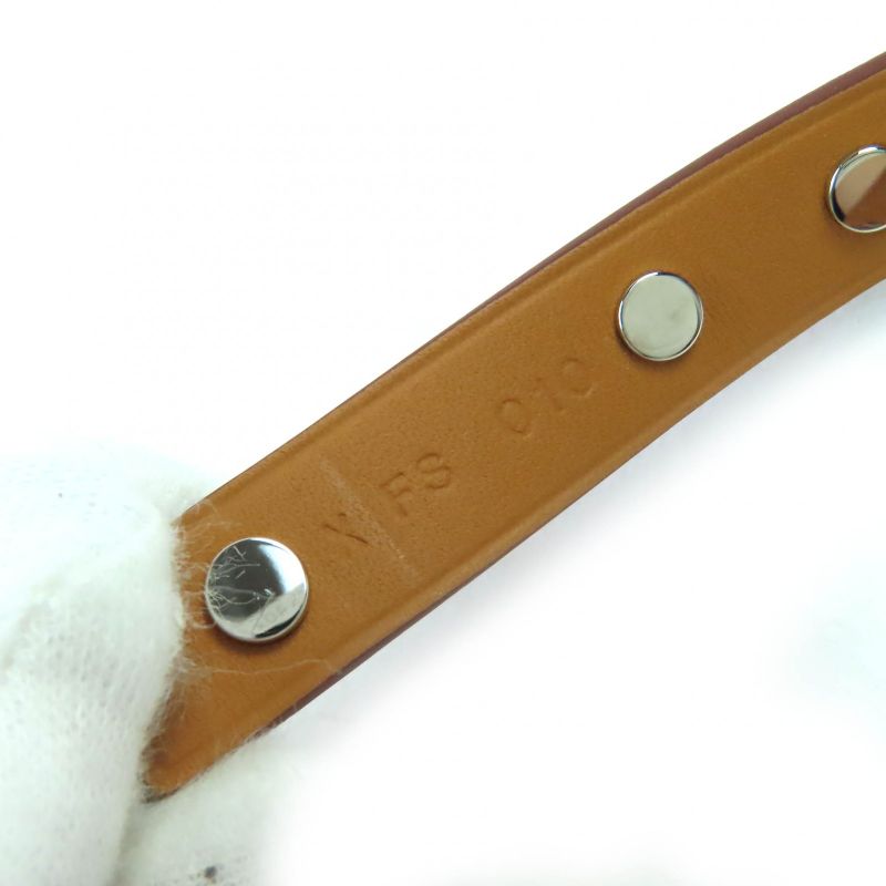 Hermes Mini Dog Leather Gold Silver Hardware Square Crew Round Studded Bracelet