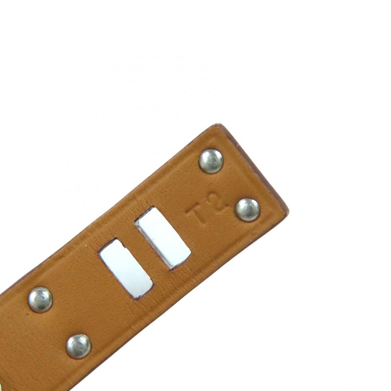 Hermes Mini Dog Leather Gold Silver Hardware Square Crew Round Studded Bracelet